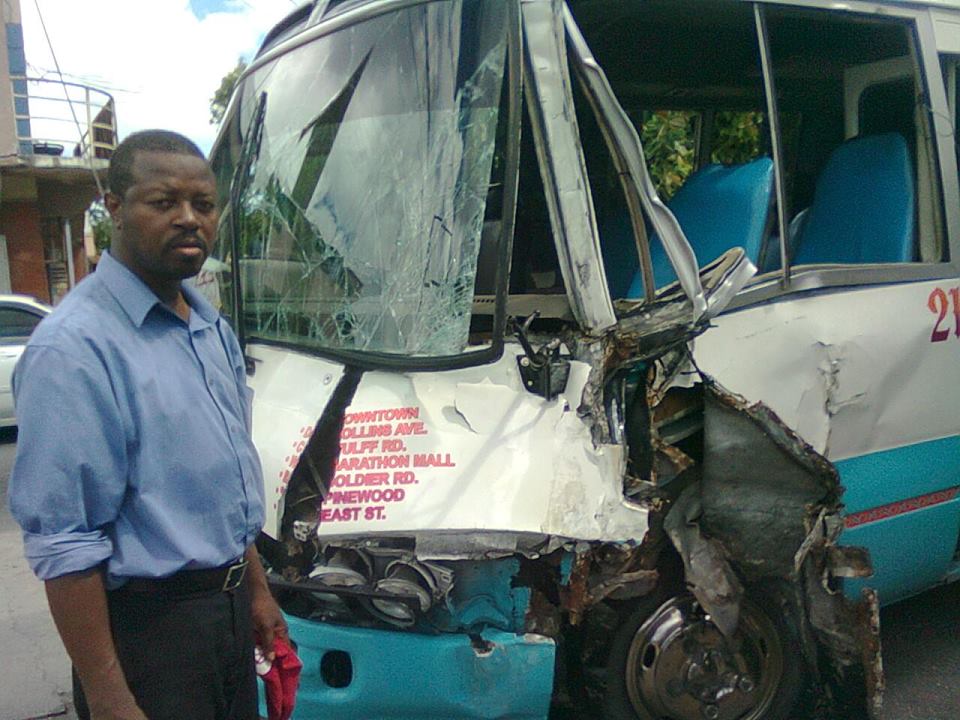 The damanged #21 bus damaged following a drunk driving episode - ARE BUSES SAFE IN THE COUNTRY?! FILE PHOTOS