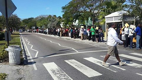 Young qualified Bahamians standing outside Sandals since 7am this morning for a job earlier this year!