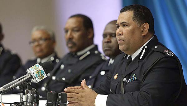 Police Commissioner Ellison Greenslade along with senior officers.