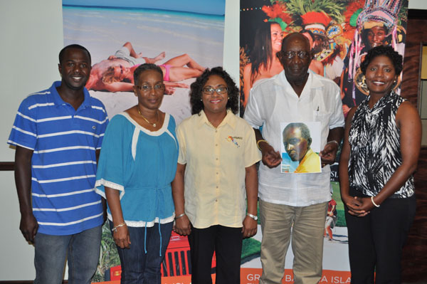 Also present during the press conference from left are: Kenneth Christie of Old Bahama Bay and last year’s winner; Dahlene Culmer, West End Community Action Network representative; Ms. Smith; Hilton Bowleg, son of James Bowleg; and Nakira Wilchcombe, Snapper Tournament committee member.  (BIS Photo/Andrew Miller)