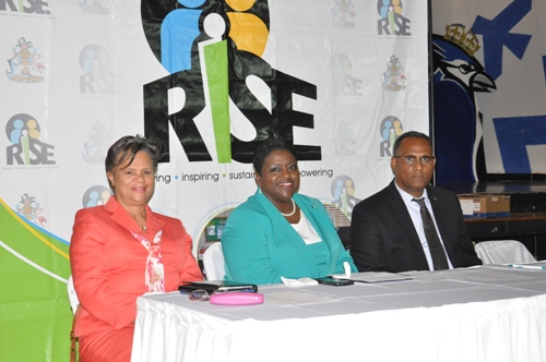 OFFICIALS - Minister of Social Services and Community Development, the Hon. Melanie Griffin, was in Freeport on Monday for the official launch of the Pre-Paid Debit Card. Shown from left are: Barbara Burrows, Permanent Secretary at the Ministry of Social Services and Community Development; Minister Griffin; and Minister for Grand Bahama, the Hon. Dr. Michael Darville. (BIS Photo/Vandyke Hepburn)