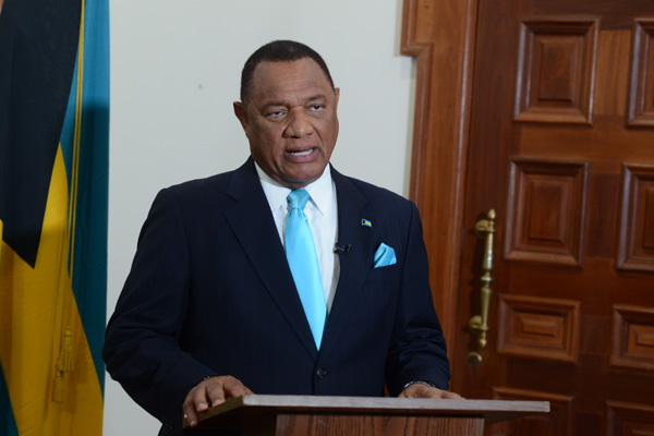 Prime Minister the Rt. Hon. Perry Christie addresses the nation on Baha Mar, July 16, 2015.  (BIS Photo/Peter Ramsay)
