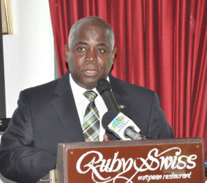 ADDRESSING ENGINEERS – Deputy Prime Minister and Minister of Works and Urban Development, the Hon. Philip Davis. (BIS Photo/Andrew Miller)