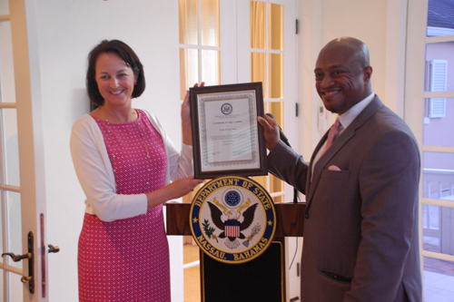 U.S. Chargé d’Affaires a.i. Lisa Johnson formally recognized Carnival Cruise Line’s CareTeam for their efforts assisting American citizens facing medical, family, and legal emergencies. 