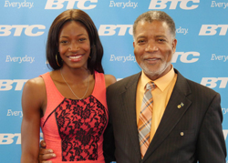 Shaunae Miller and BTC CEO Leon Williams.