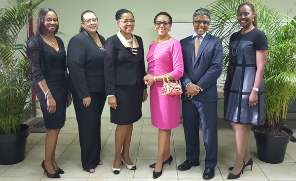Photo from L  to R: Ms. Carol Aina (Principal of the Norman Manley Law School); Mrs. Miriam Samaru (Principal of the Hugh Wooding Law School); Mrs. Jacqueline Samuels Brown (Principal of the Council of Legal Education); Senator the Hon. Allyson Maynard Gibson Q.C. (Attorney General of The Bahamas); Mr. Reginald Armour SC (President of the Law Association of Trinidad and Tobago); Mrs. Tonya Bastian Galanis (Principal of the Eugene Dupuch Law School).