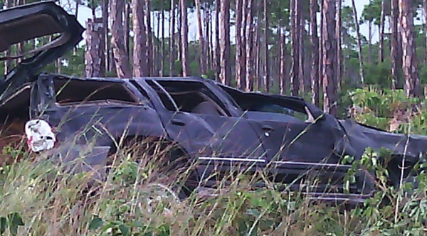The vehicle damaged in the accident.