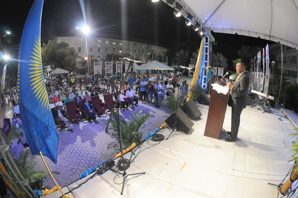 Prime Minister the Rt. Hon. Perry G. Christie brings remarks during a ceremony commemorating the 30th anniversary of the Nassau Accord signing, which was a part of the Caribbean Musik Festival events, held in Rawson Square, Thursday, October 29, 2015.  (BIS photo/Peter Ramsay) 