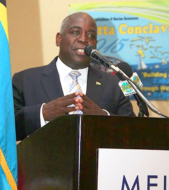 Deputy Prime Minister the Hon. Philip Davis opens the 2015 Regatta Conclave at Melia Nassau Beach Resort, December 4, 2015. (BIS Photo/Raymond A. Bethel, Sr.) 