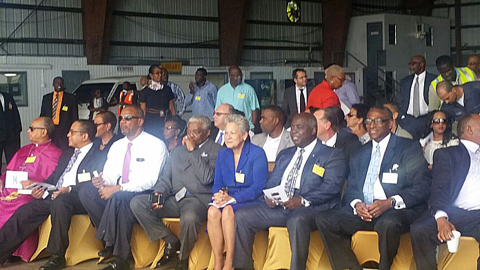 Acting Prime Minister Hon. Philip Brave Davis and Minister with Responsibility for Bahamasair at LPIA to receive the first new ATR aircraft for the airline.