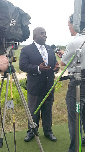 Acting Prime Minister Hon. Philip Brave Davis speaking with the Golf Channel.