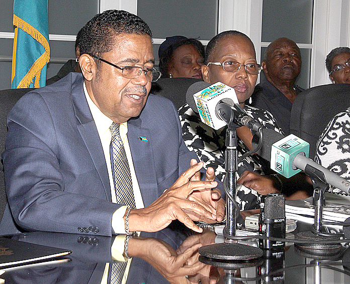 Minister of Health the Hon. Dr. Perry Gomez and Nurses Union Officials at the signing of Industrial Agreements at the Ministry of Health, December 30, 2015. (BIS Photo/Letisha Henderson)