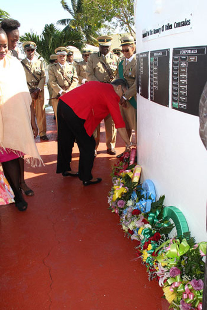 Laying of wreath at the Wall of Remembrance at the Bahamas Department of Correctional Services on Sunday, November 29, 2015. [BIS Photo/Letisha Henderson.] 