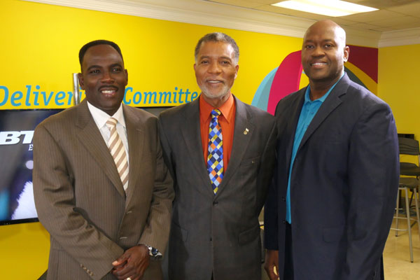 L TO R - Dudley Seide (GB Outreach Program), Leon Williams, Talbot Collie (VP, Northern Bahamas)