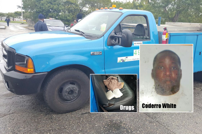 Nassau Flight Services ramp serviceman Coderro White caught with drugs at LPIA! WHAT IS THIS?