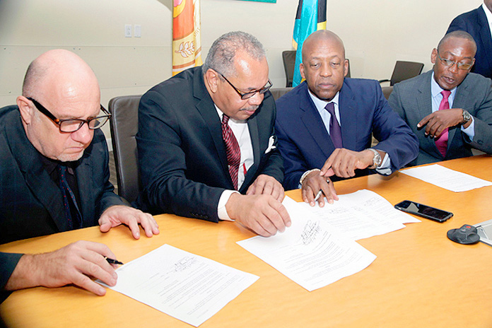 COB Council Secretary Michael Stevenson, President of COB Rodney Smith, Chairman of COB Council Alfred Sears, President of UTEB Mark Humes.