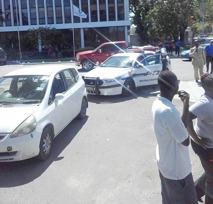 Police bringing order to the traffic chaos.