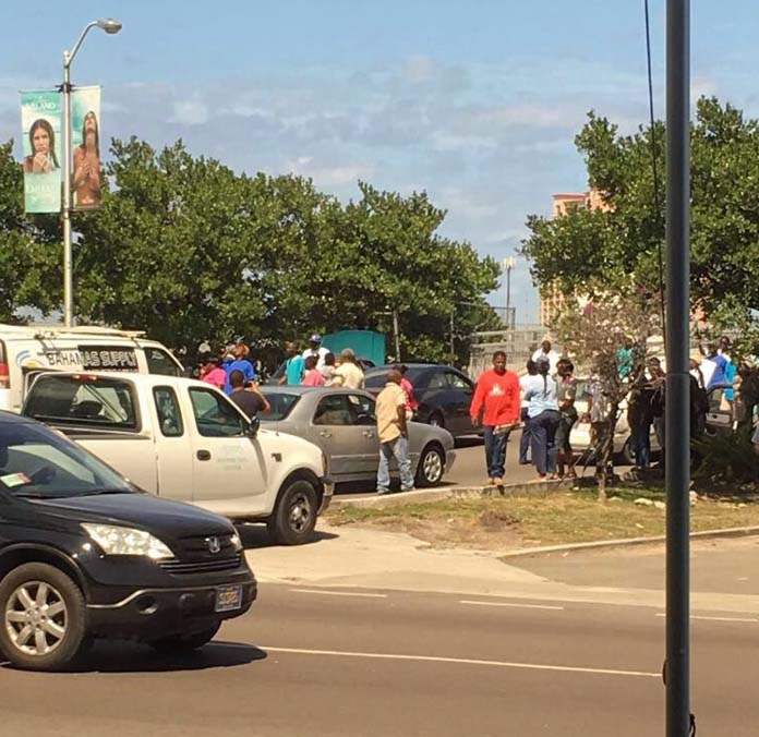 Guests t the island stranded at the foot of sir Sidney Poitier Bridge this morning.