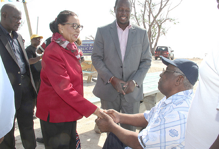 Dame Marguerite meet with residents on the island.