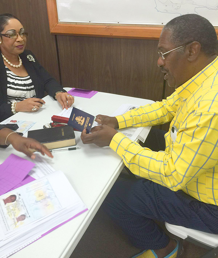PLP Chairman Bradley Roberts registering yesterday at the Parliamentary Registration Office on Farrington Road.