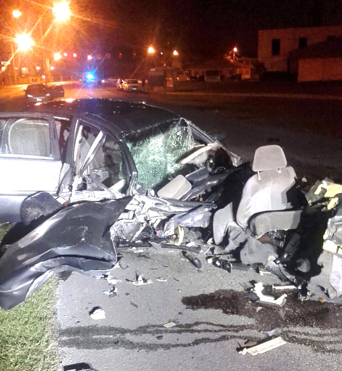 The scene from that accident East Monday morning on East Sunrise Highway on Grand Bahama.