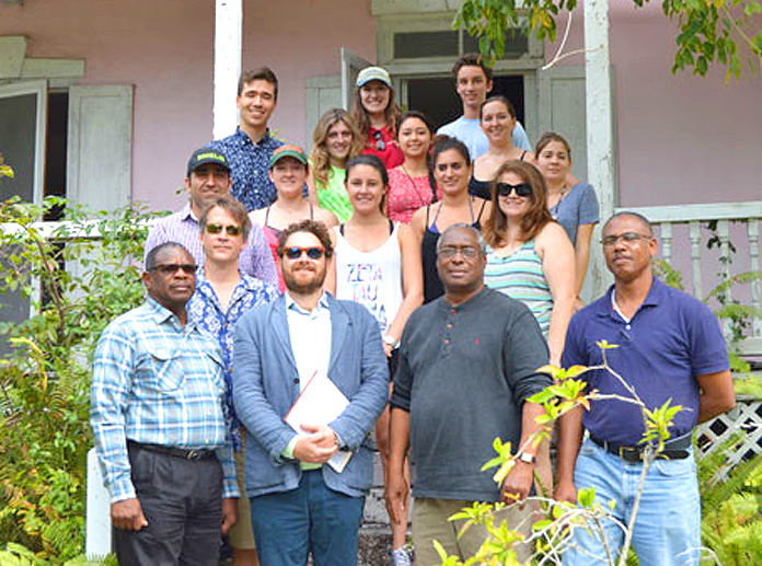 Officials from AMMC along with faculty and staff from the University of Miami School of Architecture in front of the Commissioner’s Residence on Harbour Island. The site is scheduled for future restoration.