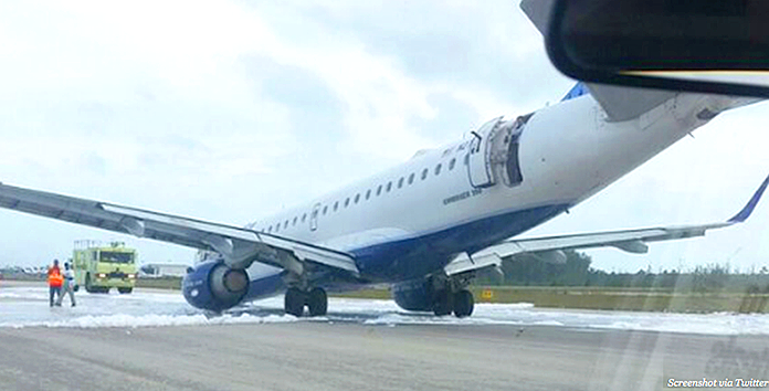 Jet Blue aircraft lands safely.