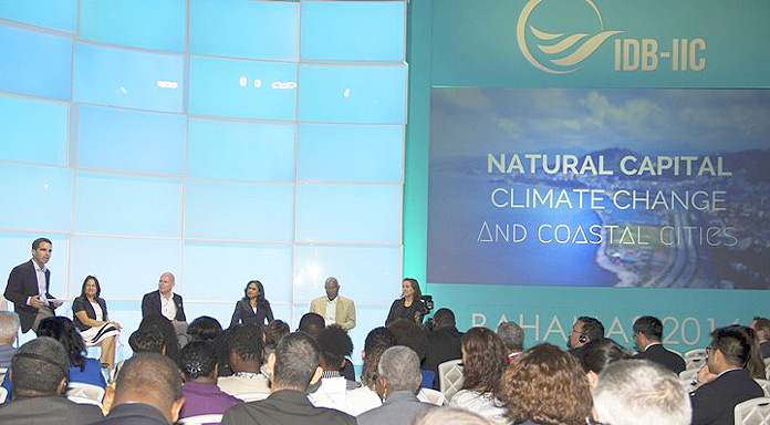 NASSAU, The Bahamas - Members of a panel discuss topics of Natural Capital, Climate Change and the Future of Coastal Cities at a climate change seminar, April 8, as part of the Inter-American Development Bank and Inter-American Investment Corporation meetings, April 7-10, 2016 at Baha Mar Convention Centre. 