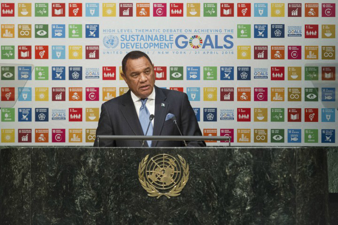 NEW YORK – Prime Minister of the Commonwealth of The Bahamas the Rt. Hon. Perry Christie addresses the United Nations High Level Thematic Debate on Achieving The Sustainable Development Goals, April 21, 2016. (UN Official Photo)