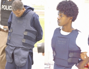 Tavares Beckford (left) being escorted. Renaldo Hudson (right) was arraigned on Tuesday. (Photos: Shayne Stubbs)