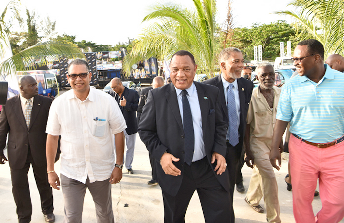 Prime Minister Rt. Hon. Perry Christie and BTC Boss Leon Williams inspects Carnival Companies.