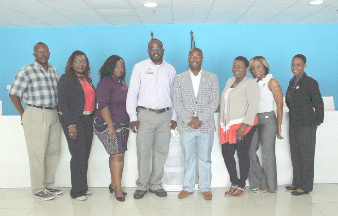 Pictured at the press conference from left to right are Kevin Rolle, Daphne Stubbs, Rudina Miller, Damarius Cash, Lynden Maycock, Kirsti Johnson, Fran Clarke, and Diondra Rollins.  (BIS photo/Patrick Hanna) 