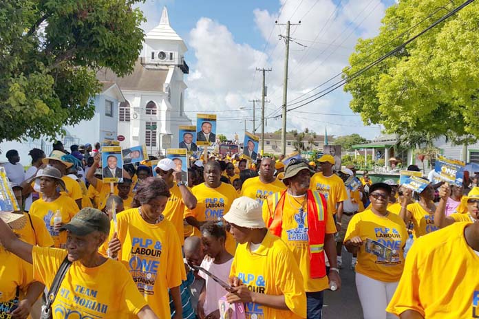A sea of Bahamians marched with the PLP at the Sir Randol Fawkes Parade Friday.