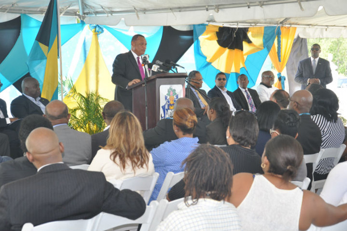 Prime Minister the Rt. Hon. Perry G. Christie brought the keynote address at the Contract Signing Ceremony for the construction of a Seawall at Smith’s Point, Friday, June 24, 2016. (BIS Photo/Vandyke Hepburn)