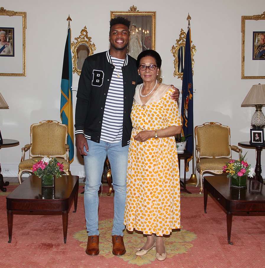 'Buddy' Hield at Government House with Dame Marguerite.