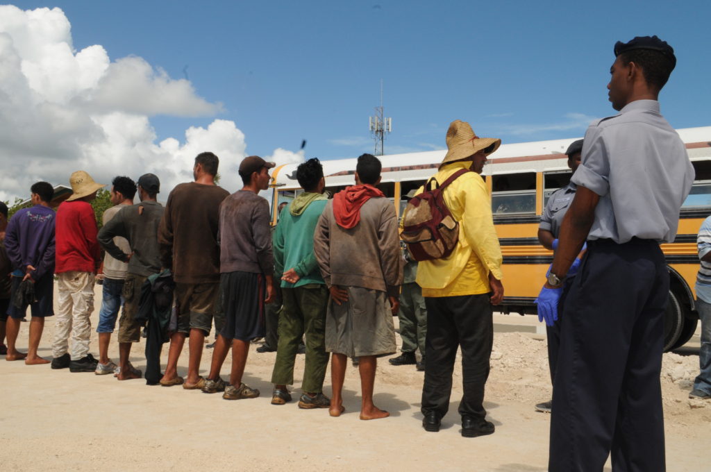 Cuban migrants awaiting to be transported to the Carmichael Road Detention Center. The 14 migrants were apprehended of Highbourne’s Cay in the Exuma Sound.