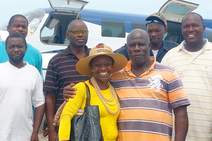 Eva Bain and crew of supporters on the ground in Moore's Islands.