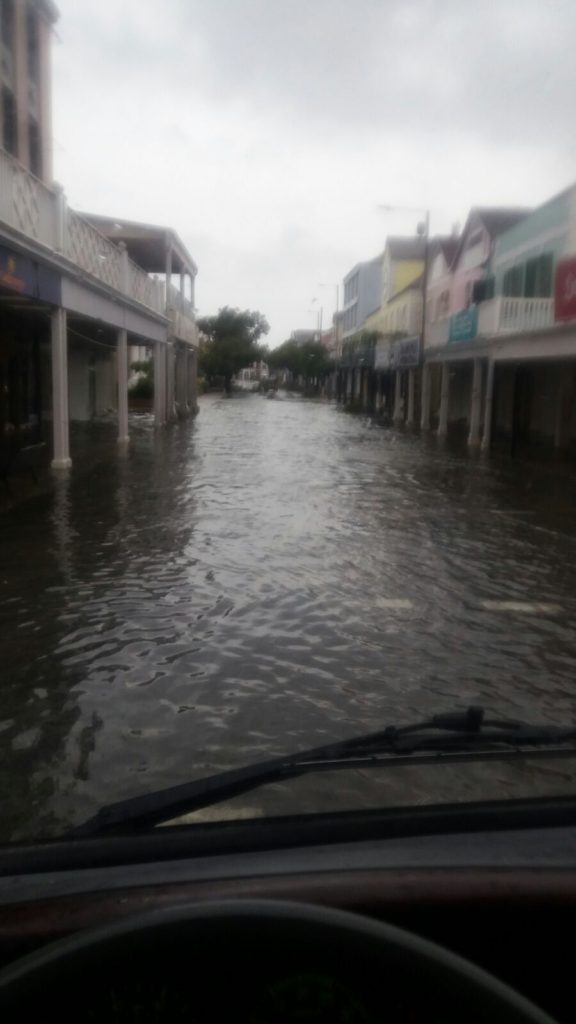 Bay Street dangerously flooded.
