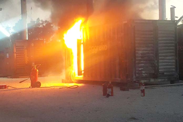 Fire at generator at BPL.