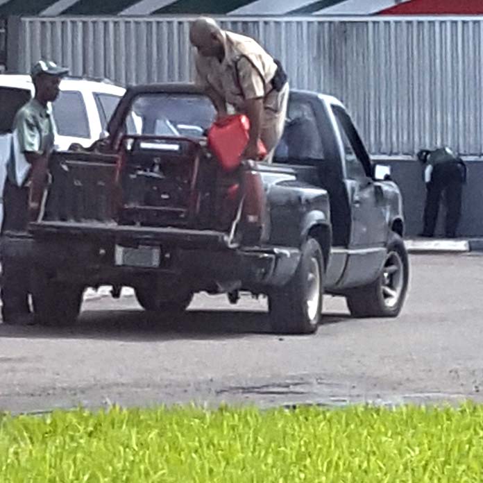 Residents gas up generators at gas stations on New Providence Bahamas.