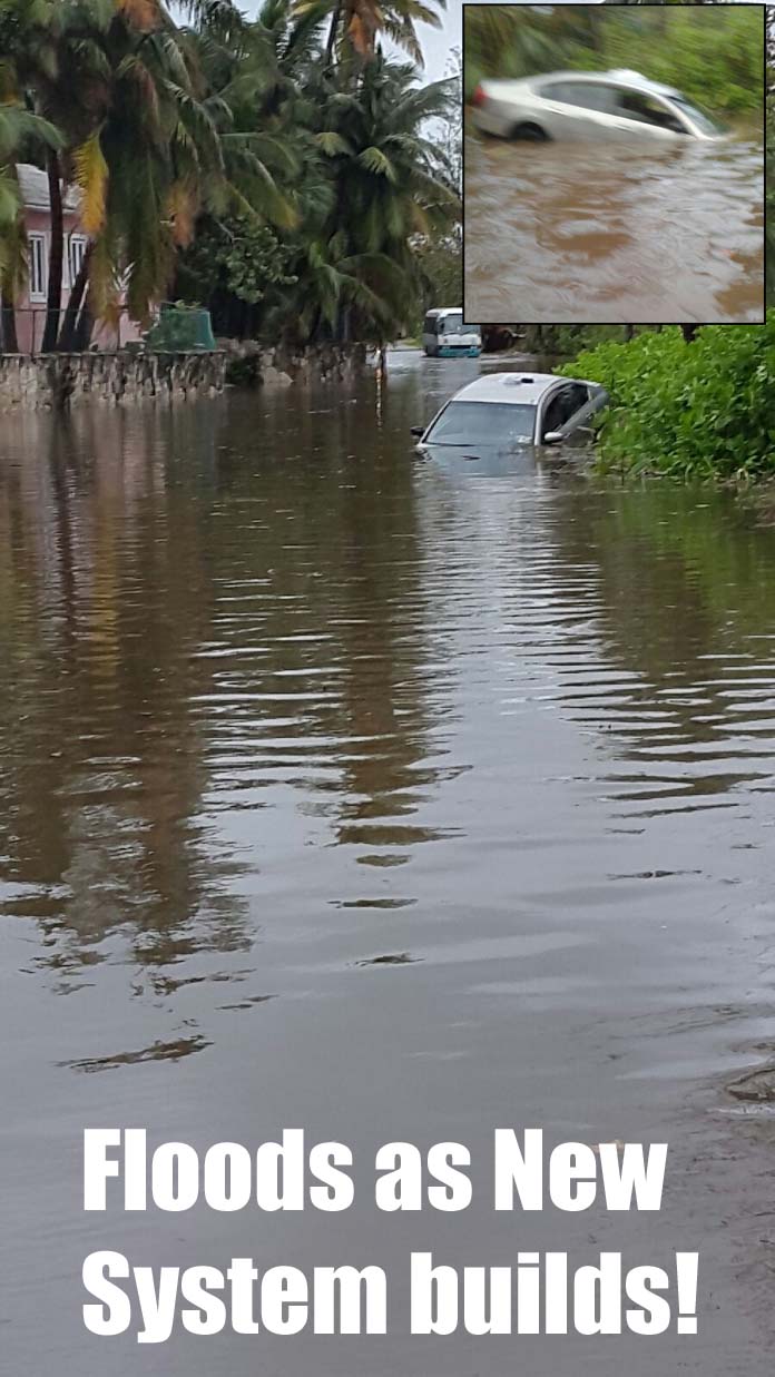 Flooded streets near the Sun Fun Resort on West Bay Street on New Providence SUnday.