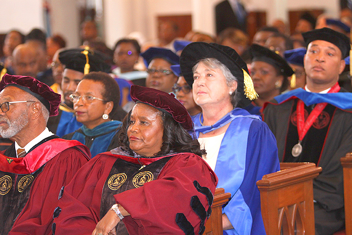 Members of the Faculty in the audience at the Service of Thanksgiving on the Occasion of the Charter Day for the University of The Bahamas.  (BIS Photos/Patrick Hanna)
