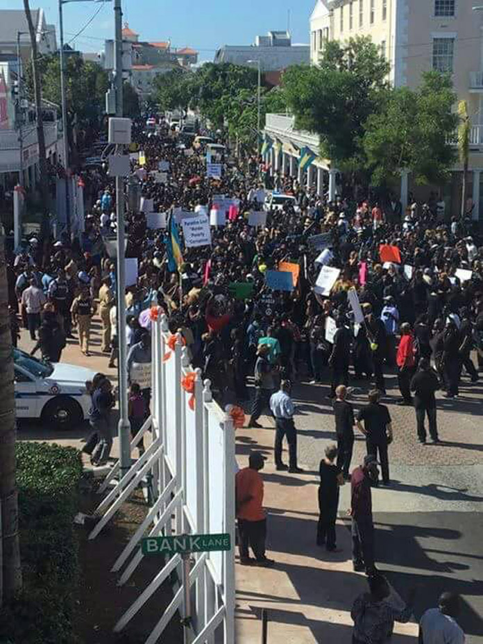 Protesters march against politicians on Black Friday.