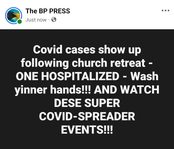 20 following a Grand Bahama church retreat tested positive for Covid19!
