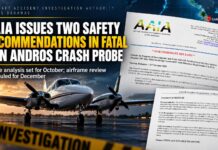 AAIA ISSUES TWO SAFETY RECOMMENDATIONS AS PROBE CONTINUES INTO FATAL SAN ANDROS CRASH of JULY 10th
