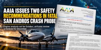 AAIA ISSUES TWO SAFETY RECOMMENDATIONS AS PROBE CONTINUES INTO FATAL SAN ANDROS CRASH of JULY 10th